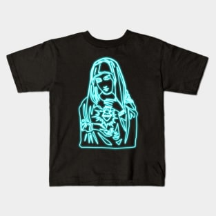 Blue Neon - Immaculate Heart of Mary Kids T-Shirt